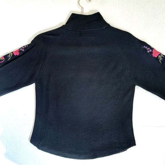 Vintage Obermeyer Wool Sweater Women’s Sz S Embroidered Nordic Flowers Cowl Neck - Picture 7 of 9